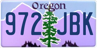 OR license plate 972JBK