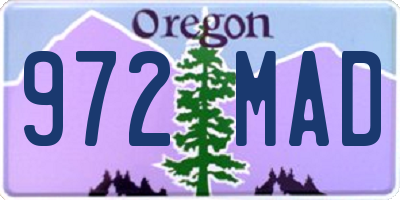 OR license plate 972MAD