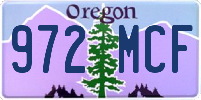 OR license plate 972MCF