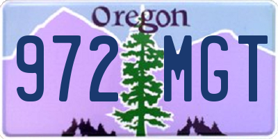 OR license plate 972MGT