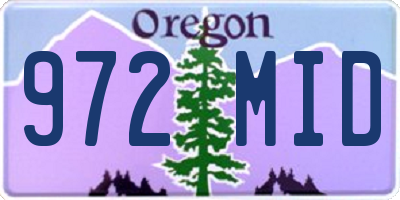 OR license plate 972MID