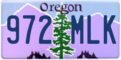 OR license plate 972MLK