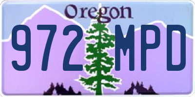 OR license plate 972MPD