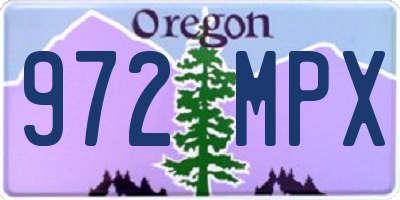 OR license plate 972MPX
