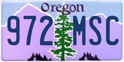 OR license plate 972MSC