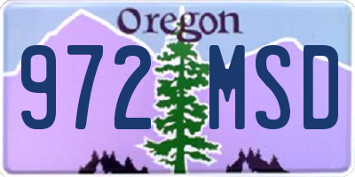 OR license plate 972MSD