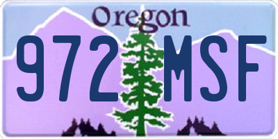 OR license plate 972MSF