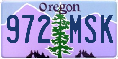 OR license plate 972MSK