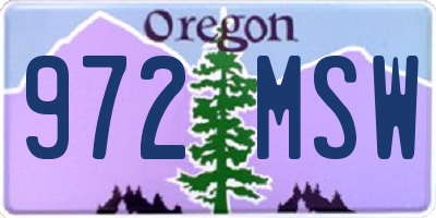 OR license plate 972MSW
