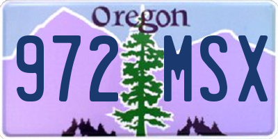 OR license plate 972MSX