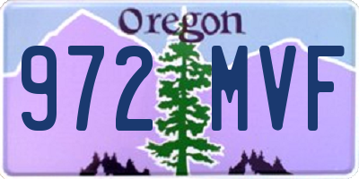 OR license plate 972MVF