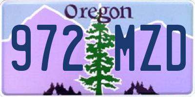 OR license plate 972MZD