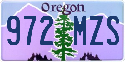 OR license plate 972MZS