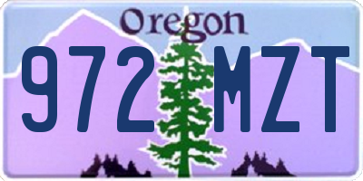 OR license plate 972MZT
