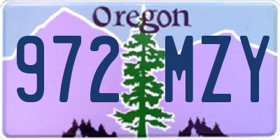 OR license plate 972MZY