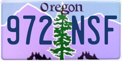 OR license plate 972NSF