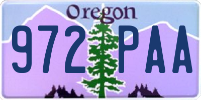 OR license plate 972PAA