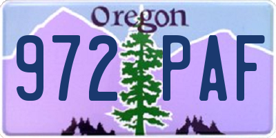 OR license plate 972PAF