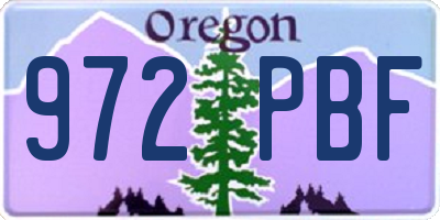 OR license plate 972PBF