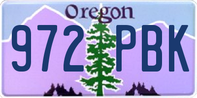 OR license plate 972PBK