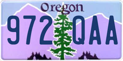 OR license plate 972QAA