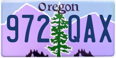 OR license plate 972QAX