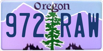OR license plate 972RAW