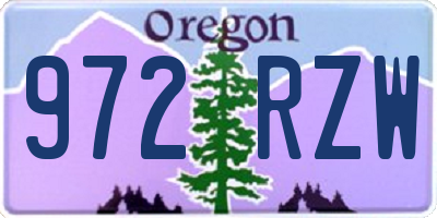 OR license plate 972RZW