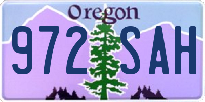 OR license plate 972SAH