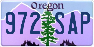 OR license plate 972SAP