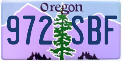 OR license plate 972SBF