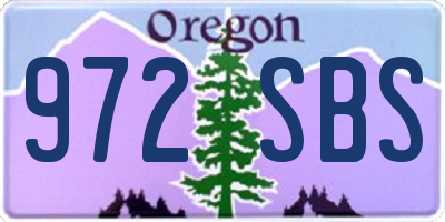 OR license plate 972SBS