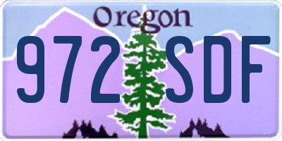 OR license plate 972SDF