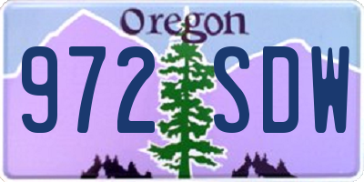 OR license plate 972SDW