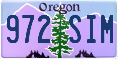 OR license plate 972SIM