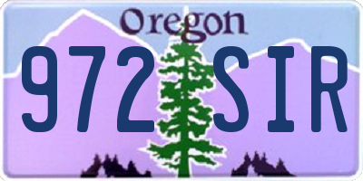 OR license plate 972SIR