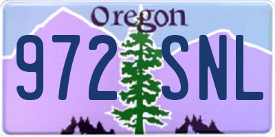 OR license plate 972SNL