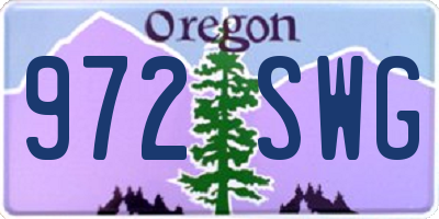 OR license plate 972SWG