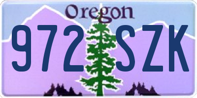 OR license plate 972SZK