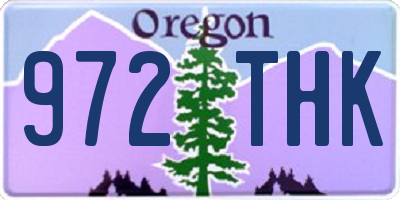 OR license plate 972THK