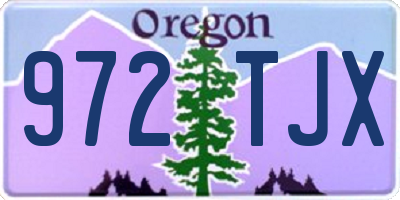 OR license plate 972TJX