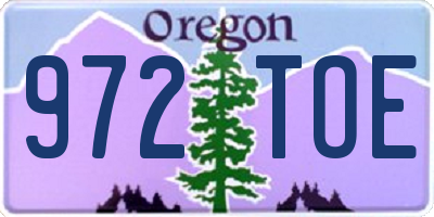 OR license plate 972TOE