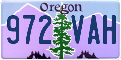 OR license plate 972VAH