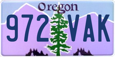 OR license plate 972VAK