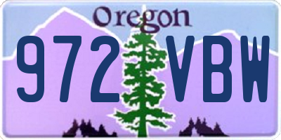 OR license plate 972VBW