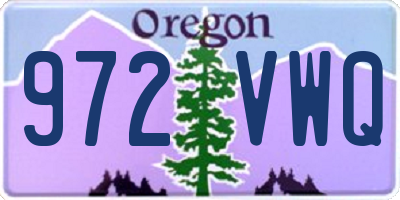 OR license plate 972VWQ