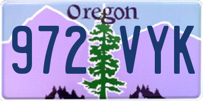 OR license plate 972VYK
