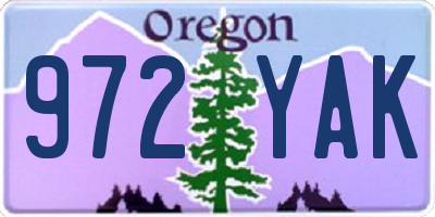 OR license plate 972YAK