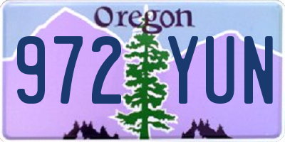 OR license plate 972YUN