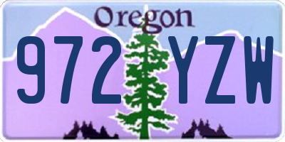 OR license plate 972YZW